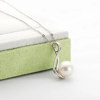 Simplu colier de perle de 10mm de apă dulce alb perla pandantiv colier feminin flash O lanțului de 40+5cm