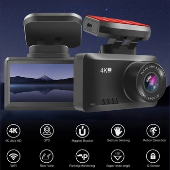 4K Video Recorder Dash Cam WIFI GPS Auto DVR Oglinda Dashcam Față Și Vedere din Spate Mini Vehicul Cameră Dublă Len Auto Parcare Monitor