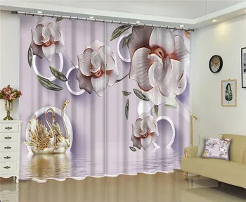 Perdele Pitoresc flori de Lux Opace fereastra 3D Perdele Decor Pentru Camera de zi, birou, Dormitor, Draperii cortinas dimensiunea Personalizate