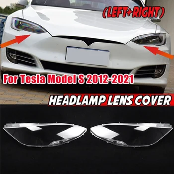Stanga +Dreapta pentru Tesla Model S 2012-2021 Tot Anul Farurilor Auto Lens Cover cap lumina Abajur din Față Auto Lumina Shell