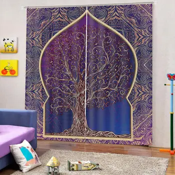 Simplu copac personalizate cortina Home Decor pentru Living, perdele Opace Naturale de Artă