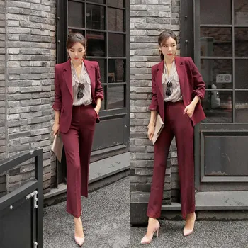 Versiunea coreeană de costum casual costum de moda temperament feminin Slim mici sacou costum vrac nouă pantaloni două seturi TB180821