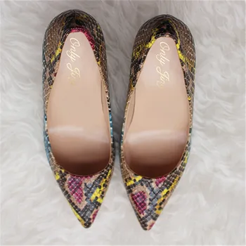 Livrare gratuita femei de moda Pompe Multi-color șarpe tipărite varf Ascutit, pantofi cu toc inalt size33-43 12 cm 10 cm 8 cm pantofi de partid