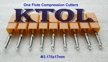 Noi 3.175x17MM Singur Flaut Spirală Router Biți Carbură de Tungsten Freze de Compresie Gravor în Lemn CNC Instrumente pentru MDF, PVC